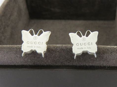 sterling silver gucci earrings|Gucci sterling silver butterfly earrings.